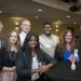 Tallwood Global Studies Academy teachers and students smile after hearing from the candidates and learning more about Israel advocacy from Art Sandler. Greg Falls, Kari Wilson, Nick Wilson, Nauje Jones, Brayon Nichols, Kelly Walker and Art Sandler.
