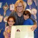 Laurie Feldman, MSW, student support services coordinator, with HAT students Hila Moallem and Shadan Rahimzadeh.