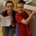 Ofek Newman and Shalom Brashevitzky, HAT fifth graders, after reading letters from their pen pals from Amirim School in Kiryat Yam.