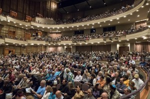 Audience members take their seats before the premiere. By the time the film began, the Sandler Center had reached its seating capacity, and reported a standing room only crowd of more than 1350. Audience members take their seats before the premiere. By the time the film began, the Sandler Center had reached its seating capacity, and reported a standing room only crowd of more than 1350.