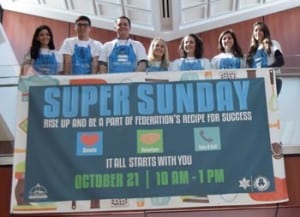 Super Sunday Steering Committee: Carly Glikman YAD associate, Aaron Drory, Tim Thornton, Amie Harrell, Harrell, Erin Boynton, Danielle Danzaing, and Jasmine Amitay YAD director.