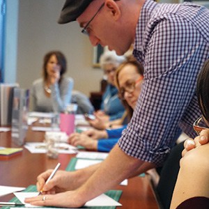 Hillel Smith at the Women’s Cabinet papercuts workshop. Hillel Smith at the Women’s Cabinet papercuts workshop.