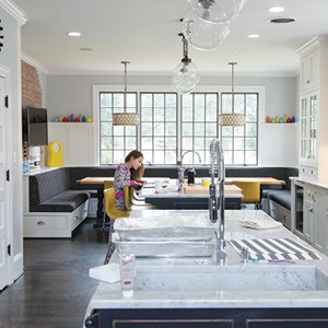Sylvie Cardon studies in the kitchen. Sylvie Cardon studies in the kitchen.
