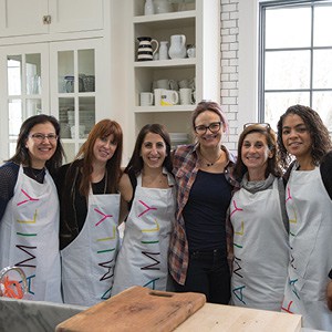 Hosts of a Bat Mitzvah brunch in the Cardons’ kitchen: Jan Konikoff, Stacie Caplan, Rachel Abrams, Elyse Tapper Cardon, Alicia Friedman, and Ashley Zittrain. Hosts of a Bat Mitzvah brunch in the Cardons’ kitchen: Jan Konikoff, Stacie Caplan, Rachel Abrams, Elyse Tapper Cardon, Alicia Friedman, and Ashley Zittrain.