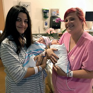 Carly Glikman and Allena Anglen with their newborns. Carly Glikman and Allena Anglen with their newborns.
